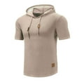 thumbnail image 1 of Sakmal Athletic Shirts Men Summer Gym Short Sleeve Tshirts Yellow Solid Hooded Shirts for Men L, 1 of 5