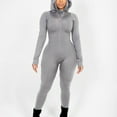 thumbnail image 1 of Sakmal Athletic Womens Jumpsuit Stretchy Slim Leg Gym Solid Overalls Hooded Sleeveless Long Gray Pants with Pockets, 1 of 5