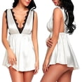 thumbnail image 1 of Sakmal Backless Chemise Nightgowns Women Comfy Lightweight White Pajama Dress Short Lace V-Neck Sleeveless Chemises S-4XL, 1 of 6