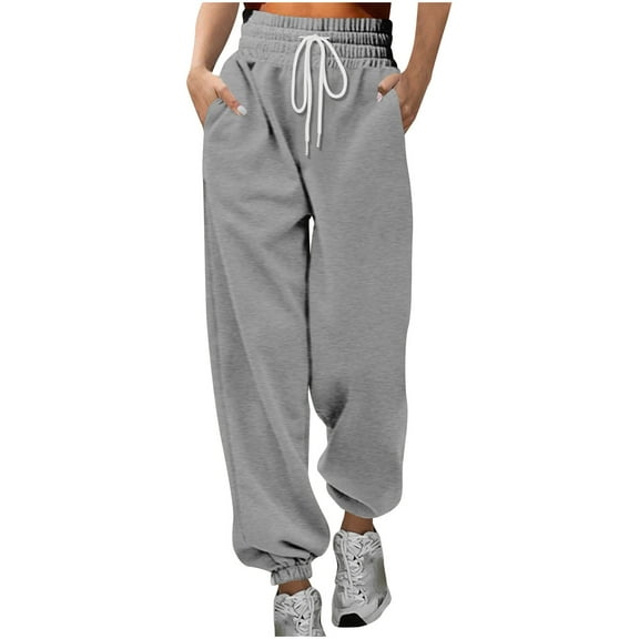 Sakmal Wide Leg Sweatpants Women Gray Joggers Pants Workout Solid Stretchy Sweatpants Women L