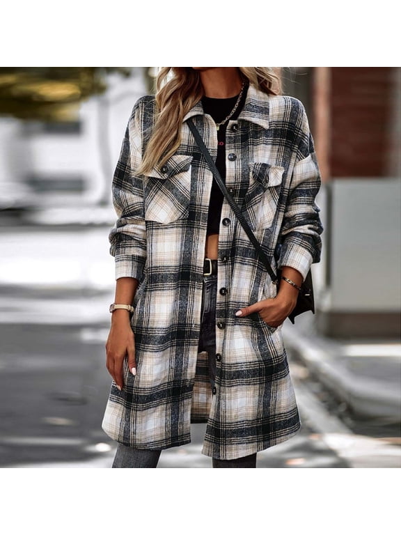 Barn Coat Duster Black Flannel Jacket Fall Jackets for Women 2025 M