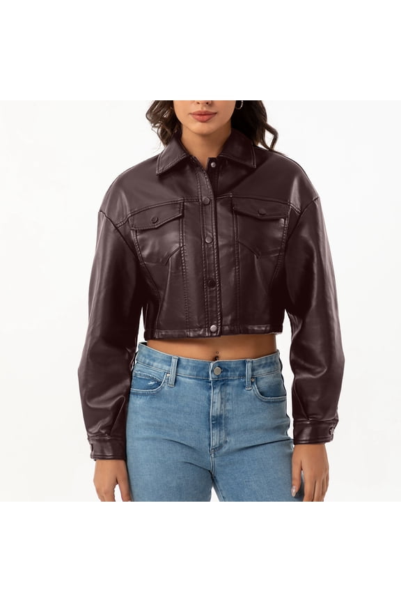 Barn Coats Womens Brown Leather Jacket Trendy Women's Clothing XXL