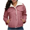thumbnail image 1 of Sakmal Barn Coats Womens Corduroy Pink Fleece Jacket Trendy Women Jackets Fall S, 1 of 7