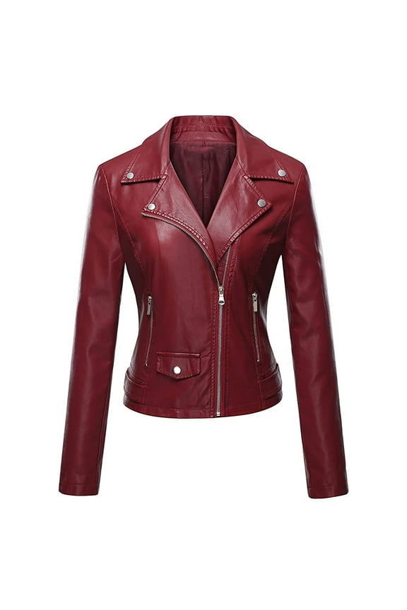 Barn Coats Womens Leather Red Jacket Streetwear Women Fall Clothes XL