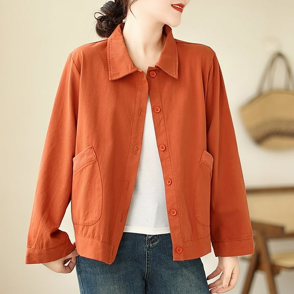 Sakmal Barn Jackets for Women Orange Cotton Coat Trendy Women Jackets Fall XXL