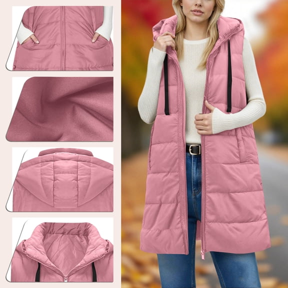 Sakmal Barn Jackets for Women Pink Quilted Hooded Puffer Jacket Outerwear Winter Clothing for Women S