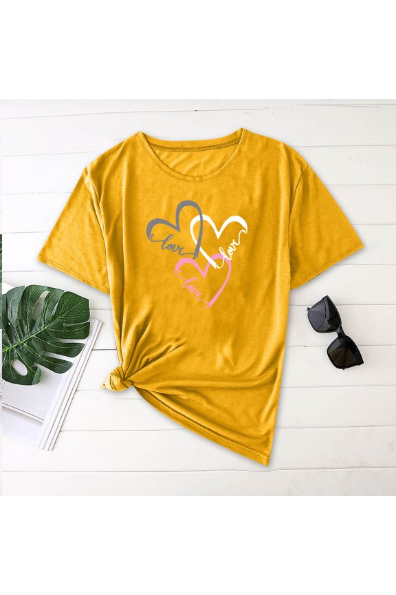 Basic Ladies T Shirts Yellow Boat Neck Gradient Tshirts Short Sleeve Daily T Shirts For Women XXXL