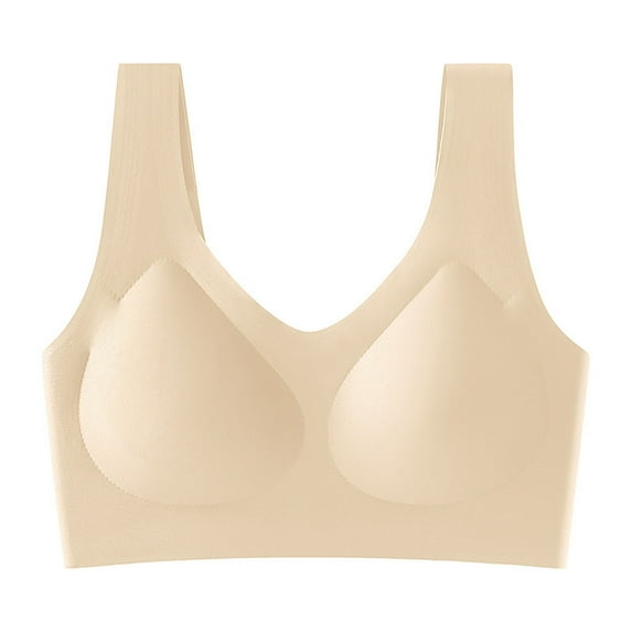 Sakmal Beige Plus Size Bras for Women Comfortable Lightly Lined Wireless Bra Bras for Ladies