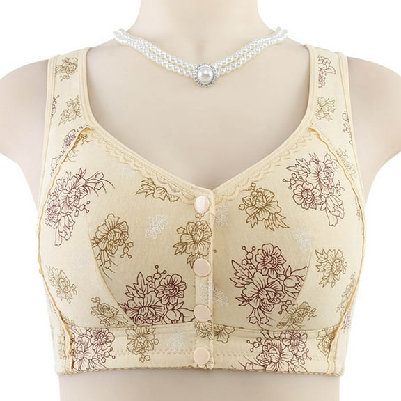 Sakmal Beige Women's Bras Balconette Bralette Back Smoothing Front Closure Double Support Womens Bras 3X