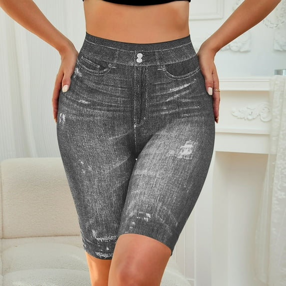 Sakmal Bermuda Shorts for Women Black Wash Jean Black 9" Solid High Waisted Shorts with Pockets