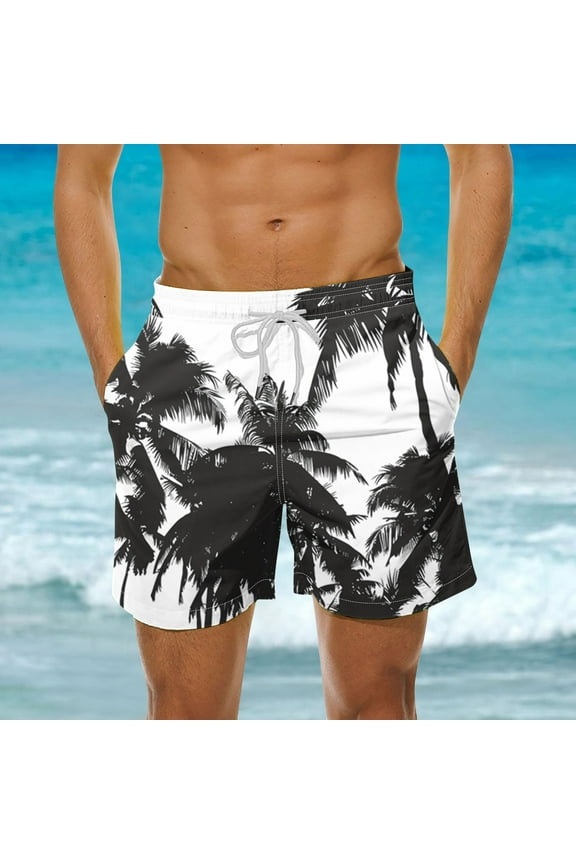 Big and Tall Mens Shorts Tropical Board with Pockets Hawaiian 7 Inch Vacation Shorts for Men L