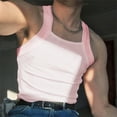 thumbnail image 1 of Sakmal Big and Tall Tank Tops for Men Pink Square Neckline Pink Solid Camisole Muscle Workout Sleeveless Shirts, 1 of 7