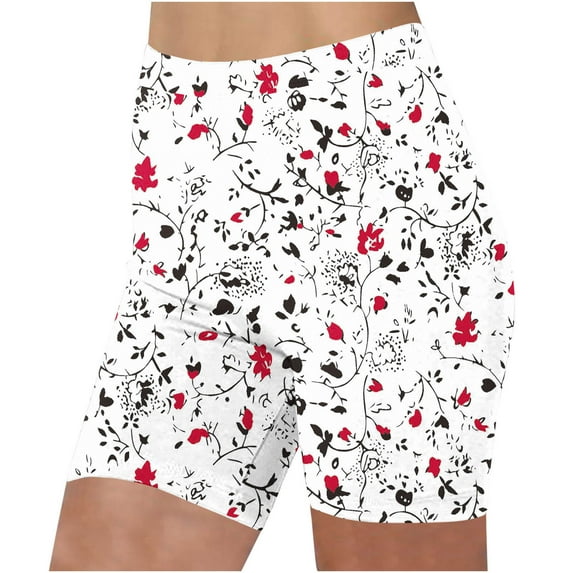 Sakmal Biker Women's Shorts Workout Gym Yoga White 5" Stretchy High Waisted Athletic Shorts for Women