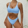 thumbnail image 1 of Sakmal Bikini Sets Swimsuit for Women High Cut Ribbed Two Piece Blue Swimwear Push Up Swimsuit Sets, 1 of 8