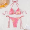 thumbnail image 1 of Sakmal Bikini Swimsuits for Women Halter High Waisted Push Up Swimwear Holiday Pink Solid Womens Bathing Suits S, 1 of 5