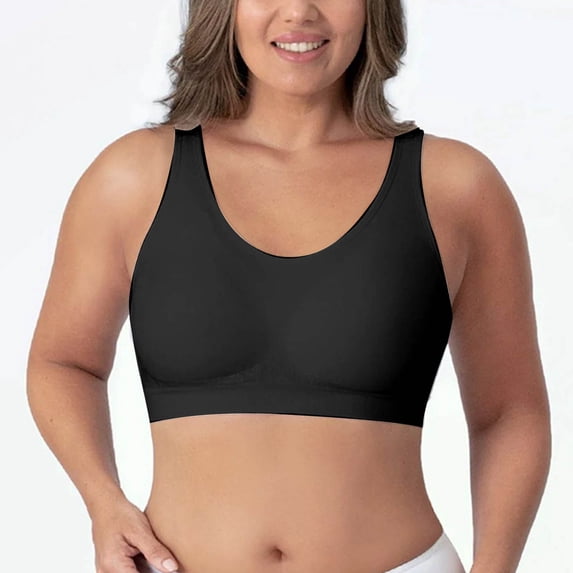 Sakmal Black Bras for Women Bralette Everyday Comfortable Compression Bras for Women L