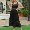 thumbnail image 1 of Sakmal Black Dresses for Women Elegant Long Square Neckline Sleeveless Solid Cutout Lace Flowy A-Line Dress, 1 of 8