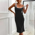 thumbnail image 1 of Sakmal Black Dresses for Women Square Neckline Mid-Length Sleeveless Sexy Solid Slip Dress, 1 of 7