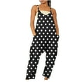thumbnail image 1 of Sakmal Black Jumpsuits for Women Summer Petite Sleeveless Overalls Floral V Neck Wide Leg Long Pants with Pockets, 1 of 5