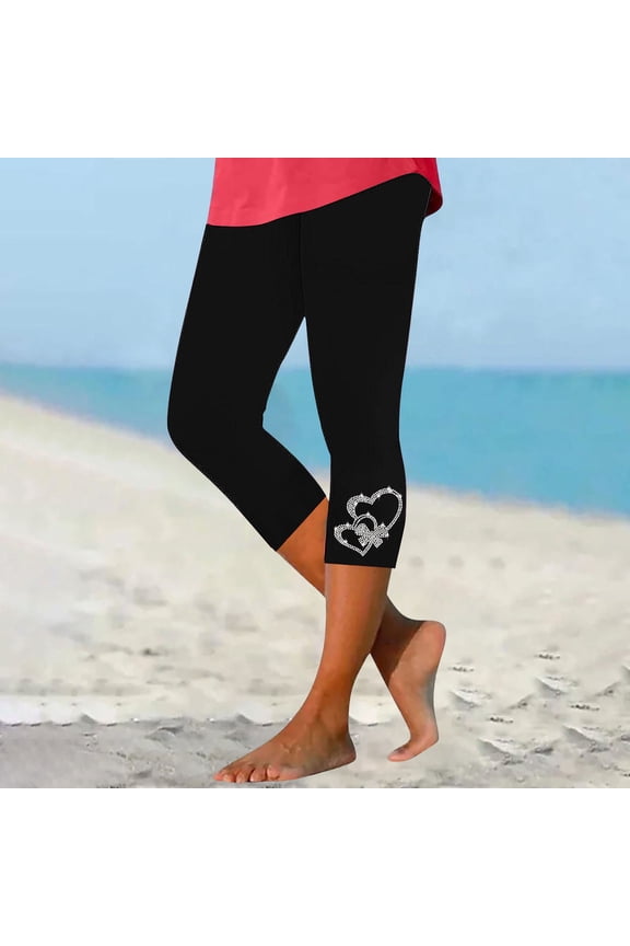 Black Leggings Women Summer Soft High Waisted Trendy Yoga Pants Gemstone Cropped Athletic Leggings