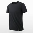 thumbnail image 1 of Sakmal Black Mens Crew Neck Short Sleeve Solid Blouse Men'S Tee, 1 of 8