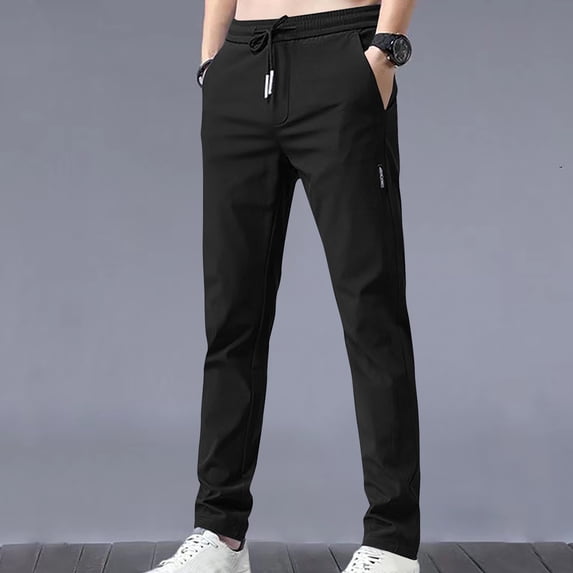 Sakmal Black Mens Pants Chino Pant Ankle Solid Pockets Drawstring Mens Trousers
