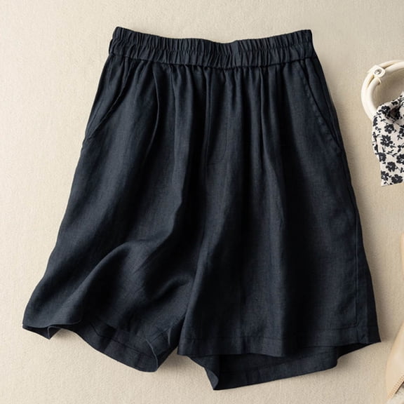 Sakmal Black Month Top Deal Pants Short Solid Pleated Ladies Pants