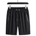 thumbnail image 1 of Sakmal Black Running Shorts for Men Sweatpants Solid with Zipper Summer Pants for Men, 1 of 4