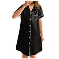 thumbnail image 1 of Sakmal Black Shirt Dresses for Women Midi Leisure Comfy Dress Solid Short Sleeve Collared Dresses, 1 of 5