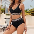 thumbnail image 1 of Sakmal Black Swimsuits Tummy Control Two Piece High Waisted Bikini Sets Bathing Suits Patchwork Push Up Swimsuit Sets, 1 of 7