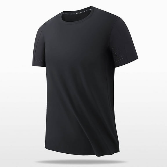 Sakmal Black T-Shirts for Man Solid Short Sleeve Crew Neck Blouse Plus Size Summer Tops for Men