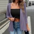 thumbnail image 1 of Sakmal Blouses for Women Purple Lightweight Business Casual Cardigan Long Sleeve Crew Neck Solid Shirts for Women, 1 of 9