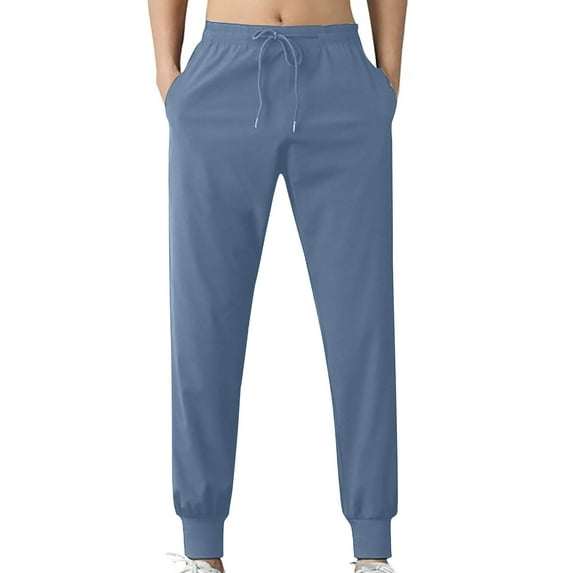 Sakmal Blue Pants for Men Sweatpants Breathable Full Solid Lightweight Flat-Front Workout Trousers