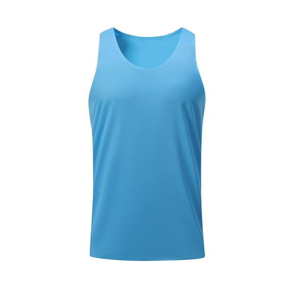 Sakmal Blue Men Tank Tops Blue Crew Neck Stringer Lightweight Muscle Camisole Gradient Breathable Mens Sleeveless Shirts
