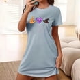 thumbnail image 1 of Sakmal Blue Moomoo Nightgowns Women Comfy Ultra-Soft Oversized Halloween Nightshirt Short Crew Neck Short Sleeve Graphic Nightgowns S-2XL, 1 of 5