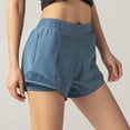 thumbnail image 1 of Sakmal Blue Shorts Women Spandex Running Quick Dry Mid Rise Solid Athletic Shorts with Zip Pockets, 1 of 5