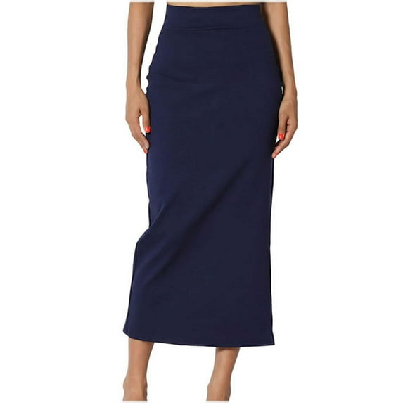 Sakmal Blue Skirt Split Maxi Work Pencil Sheath Solid Skirts for Women