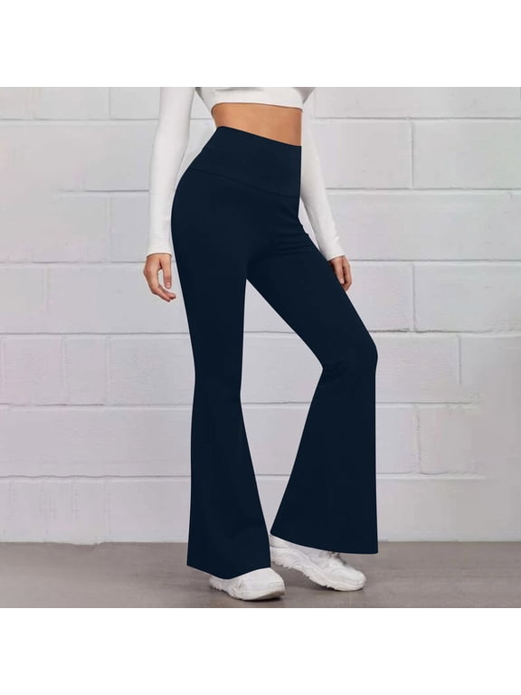 Blue Women Leggings Butt Lifting Stretchy High Waisted Soft Yoga Pants Full Solid Running Flare Leg Leggings