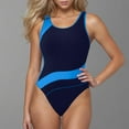 thumbnail image 1 of Sakmal Blue Womens Bathing Suits One Piece Shapewear Tummy Control Bathing Suits Graphic Backless Swimsuits, 1 of 8