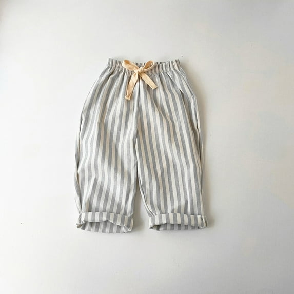 Sakmal Blue kids clothes under $5 for girls and boys drawstring Striped Cotton and line with pocket shorts for boys and girls