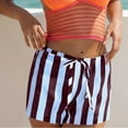 thumbnail image 1 of Sakmal Board Shorts Women Striped Brown Summer Beach Vacation Shorts with Pockets, 1 of 8