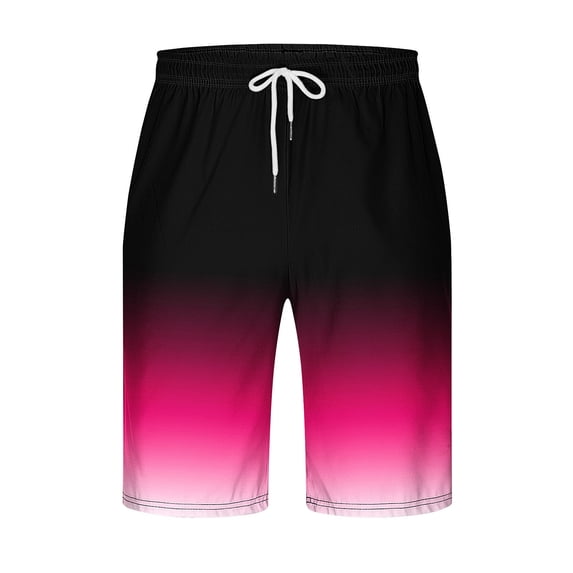Sakmal Board Shorts for Men Bermuda Big and Tall with Pockets Pink 7 Inch Gradient Vacation Mens Shorts L