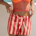 thumbnail image 1 of Sakmal Striped Shorts Women Board Red Summer Beach Vacation Shorts with Pockets, 1 of 8