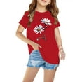thumbnail image 1 of Sakmal Boys and Girls Kids Tops Red Short Sleeve Floral Crew Neck T-Shirts Child Outdoor Clothes, 1 of 5