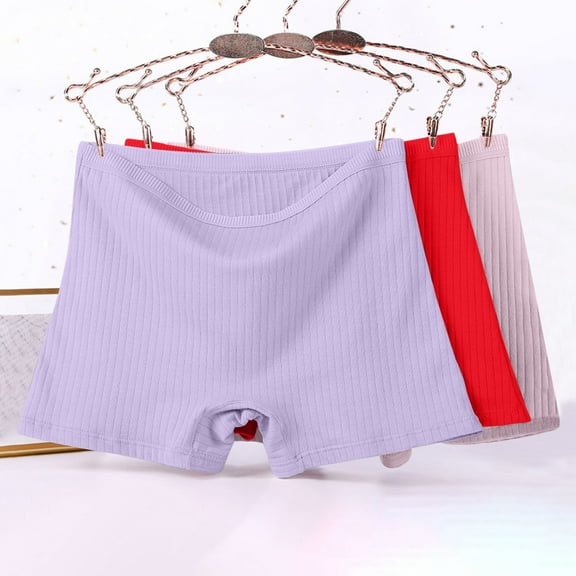 Sakmal Boyshorts Underwear Women Boxers Seamless Plus Size Cotton Panties No Show Red Womens Panties 2XL,3-Pack