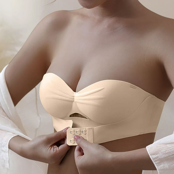 Sakmal Bra for Women Everyday Beige Adjustable Straps Strapless Bralette Ladies Bra for Summer
