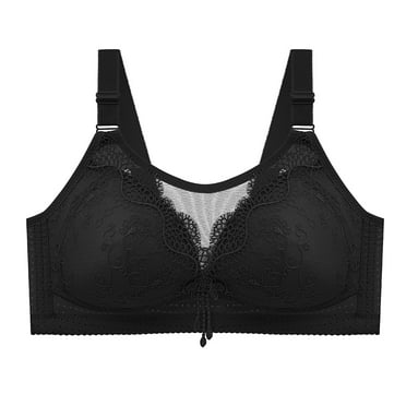 Sakmal Bra for Women Everyday Black Wireless Lightly Lined Full-Coverage Lace Push-Up Bra Ladies Bra for Summer
