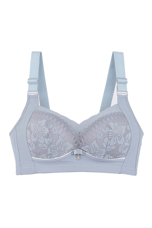 Bra for Women Everyday Bras Lightweight Push Up Underarm-Smoothing Blue Lace Lightly Lined Bras for Ladies