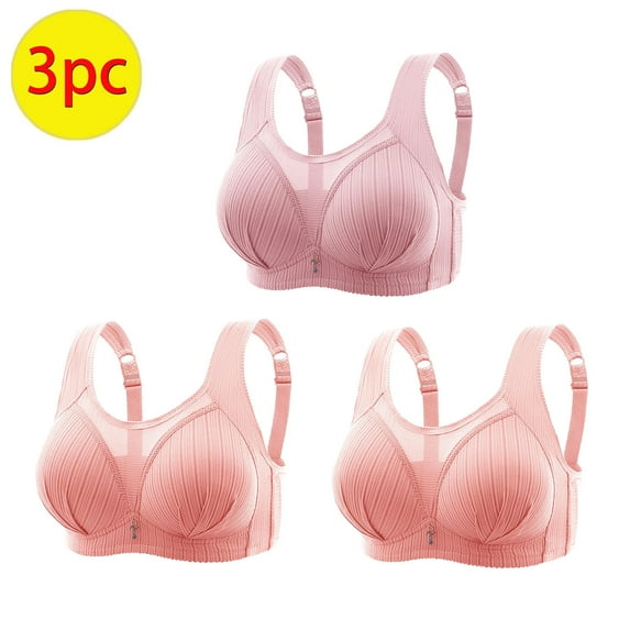 Sakmal Bra for Women Everyday Pink Older Women Underarm-Smoothing 3 Pack Wireless Bra Ladies Bra