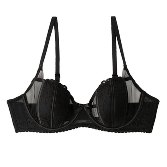 Sakmal Bra for Women Everyday Shaping Push Up Underwire Cutout Sexy Black Lightly Lined Bras for Ladies